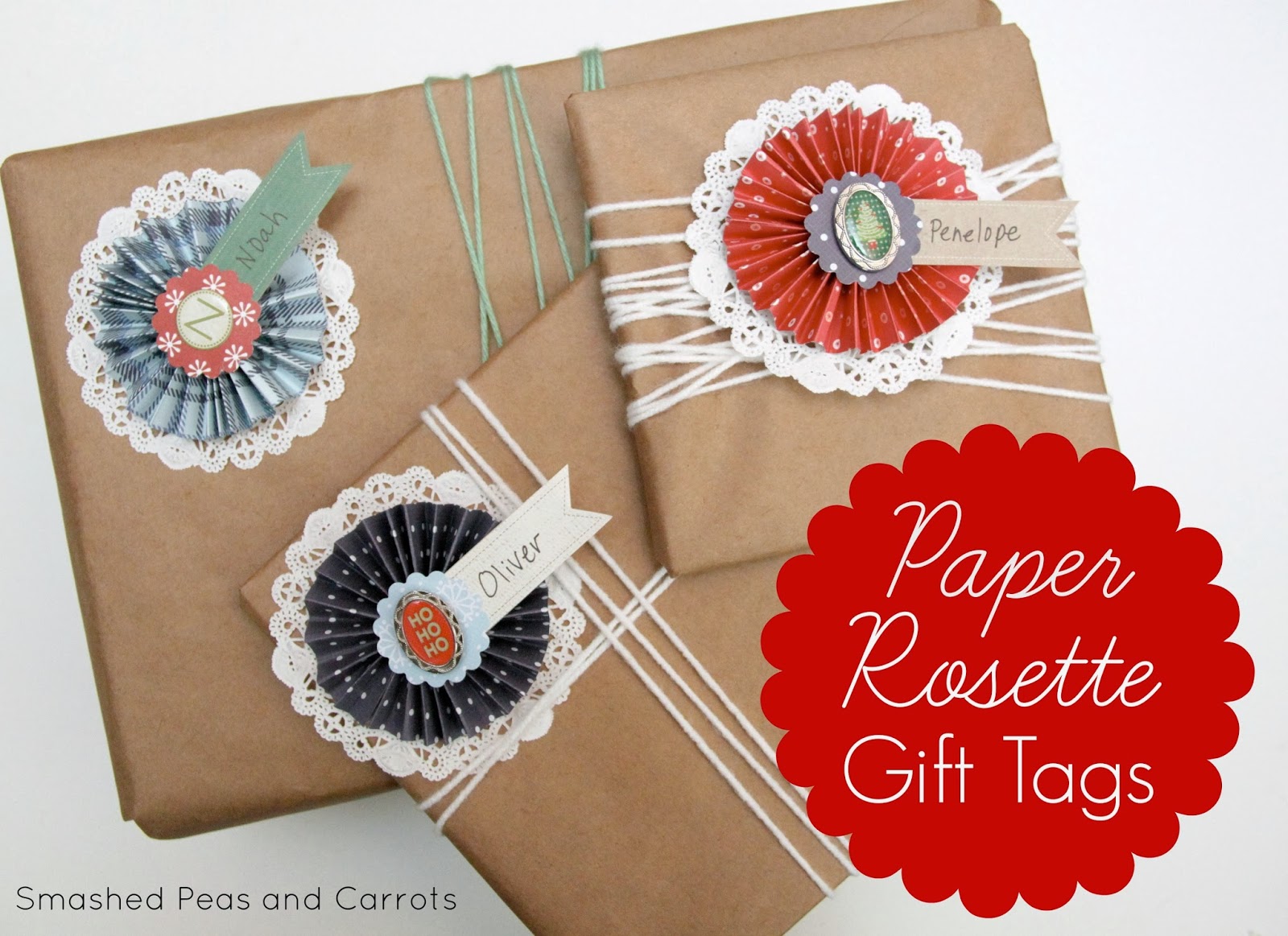 TUTORIAL: Paper Rosette Gift Name Tags - Smashed Peas & Carrots