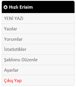 Blogger Hızlı Erişim - Yönetici Paneli Oluşturma