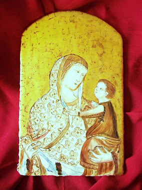 Icona Sacra riproduzione madonna col bambino di Pietro Lorenzetti