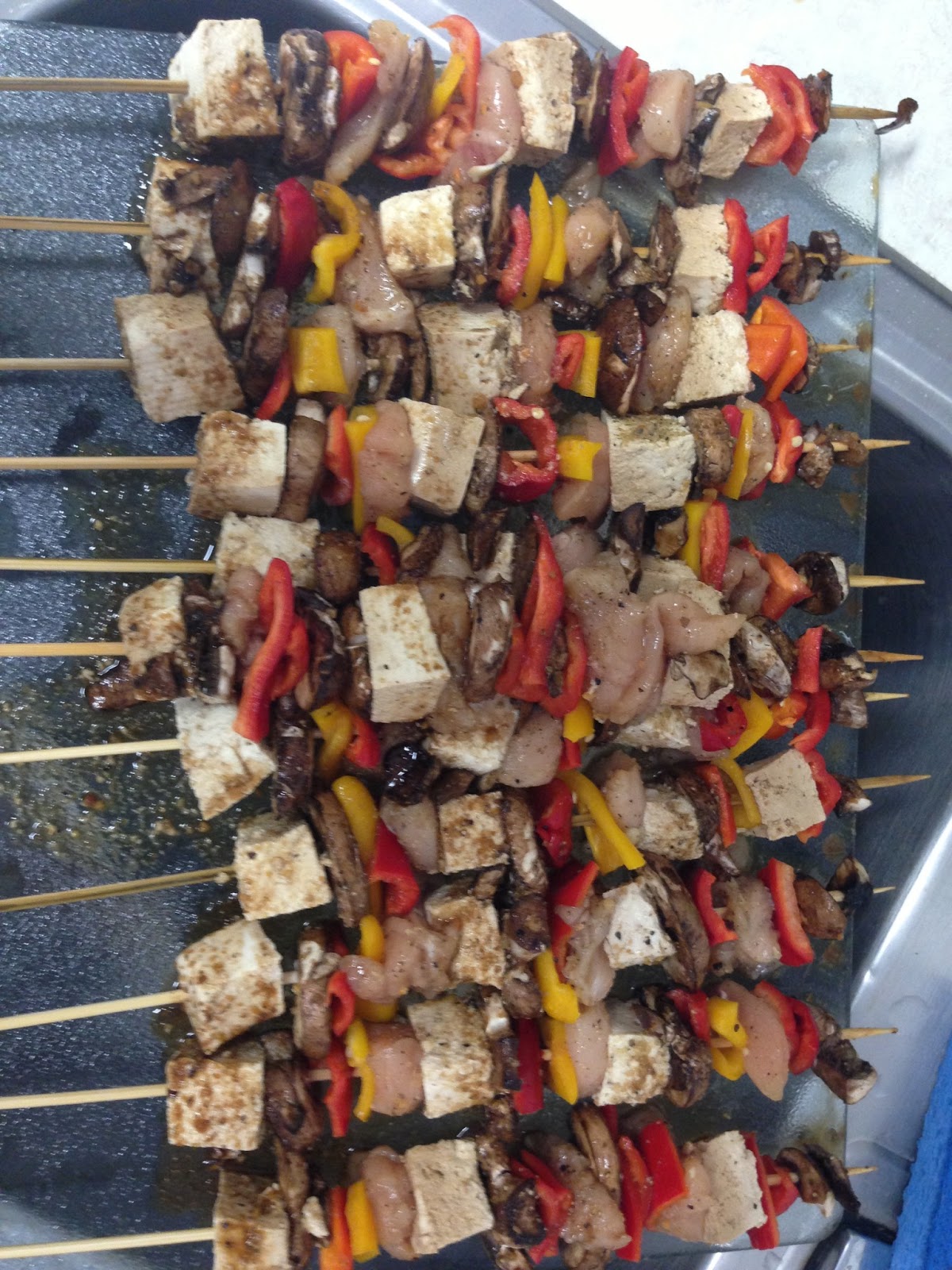 Diary of a Fit Mommy Chicken & Tofu Veggie Shish Kabob Skewers