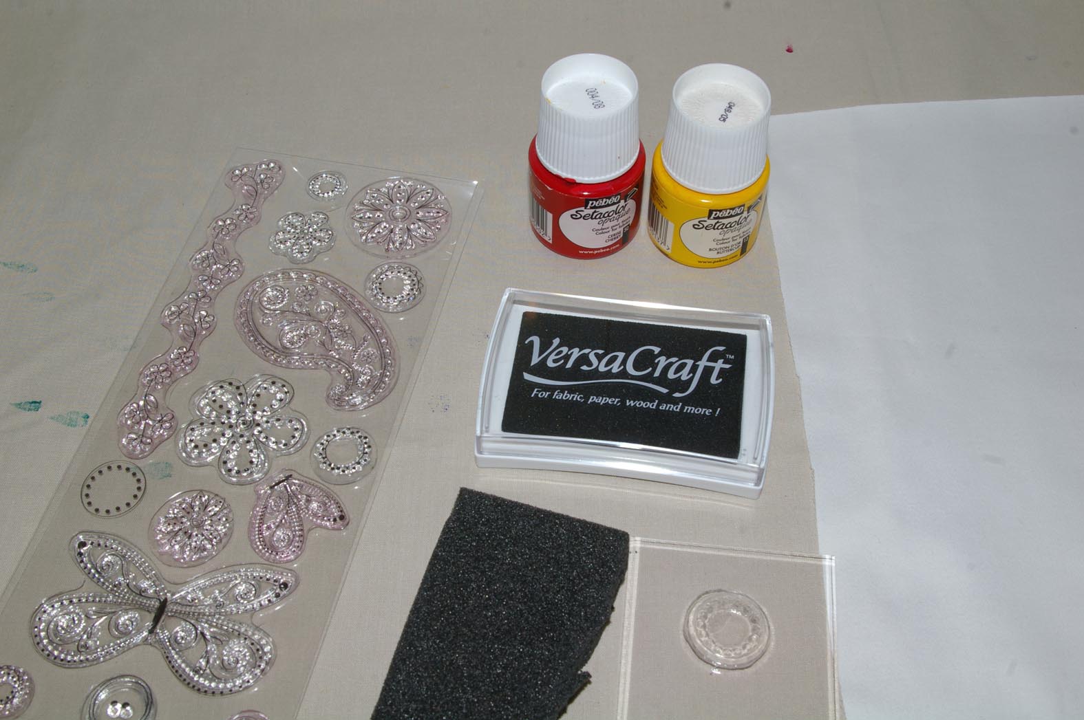 Colette Moscrop hand stamping fabric tutorial