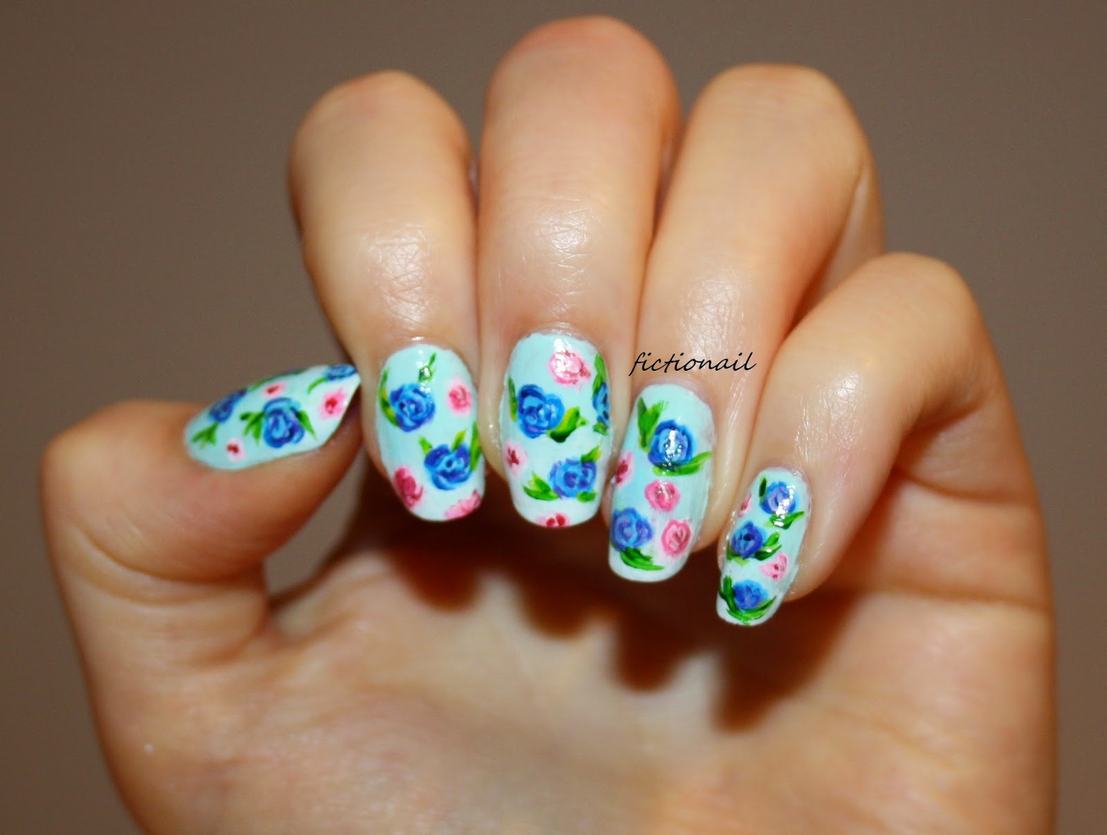 Blue and Black Roses Nail Design Ideas - wide 3