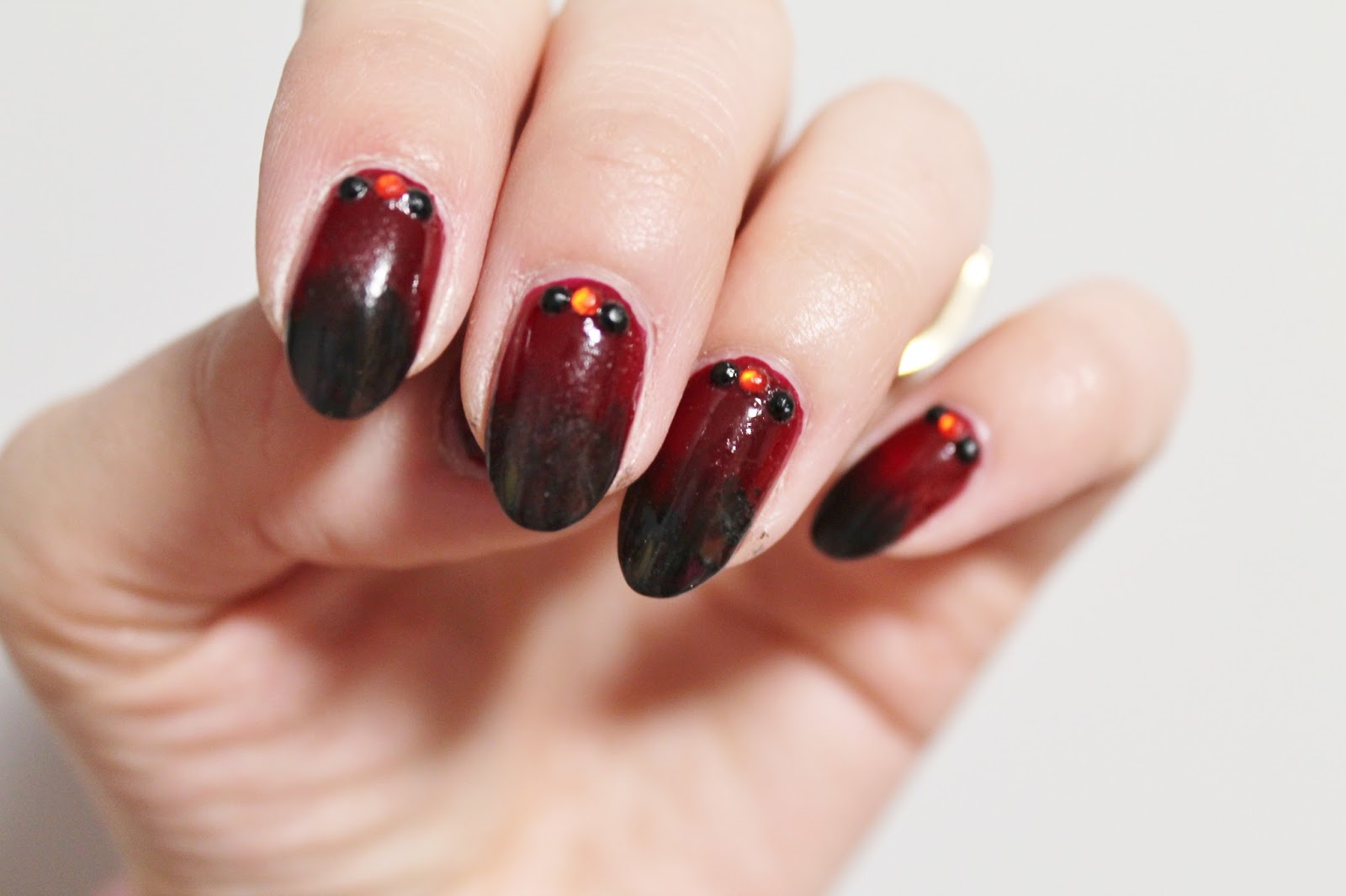 Red and Black Ombre Nail Design - wide 4