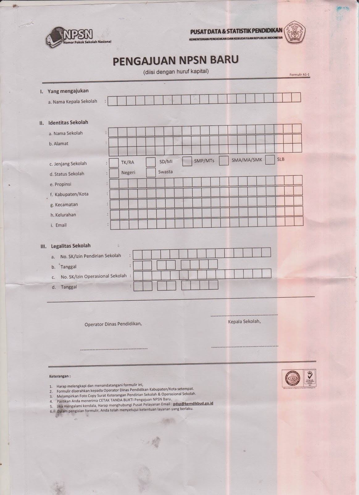 SMK AL-QOHHARIYYAH: PERMOHONAN NSS DAN NPSN SMK