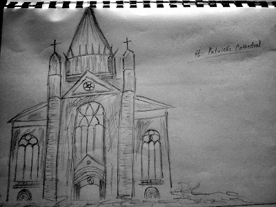 St Patricks Cathedral Sketch, Melbourne