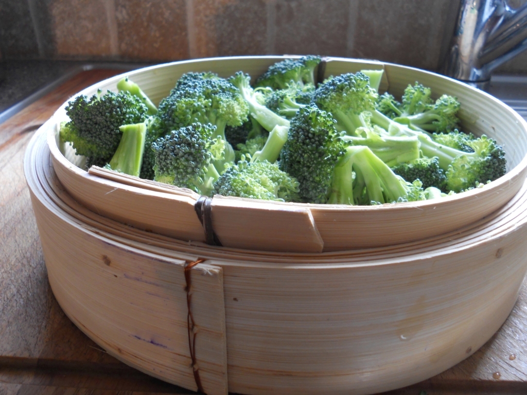 Snacking Squirrel Broccoli Salad and Bamboo Steamer