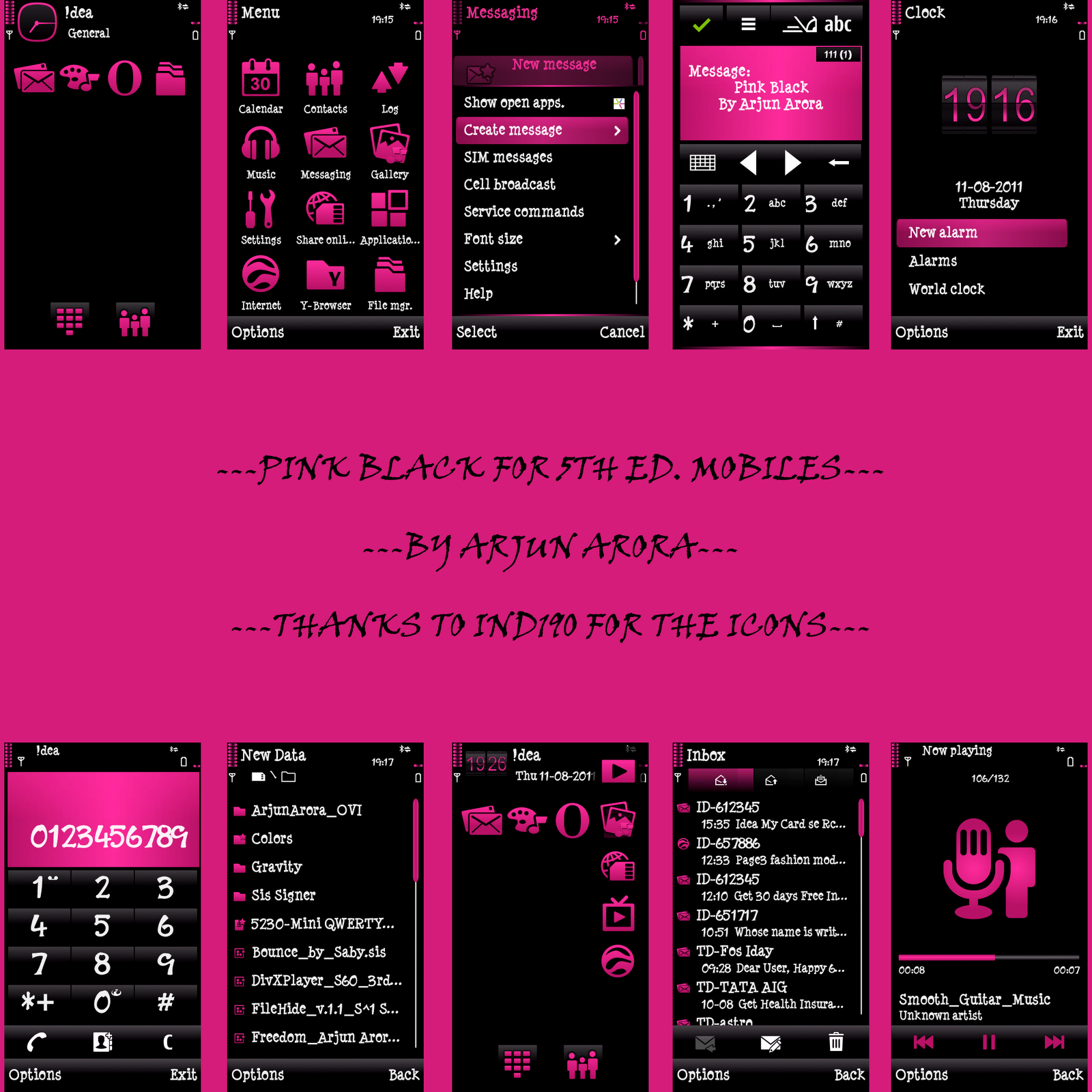 Nokia 5800 and N97 Theme #2539 - [Red & Pink] on Black By Arjun Arora