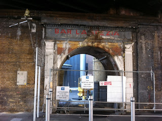 Old sign, Devonshire House, in Flat Iron Square, London, SE1