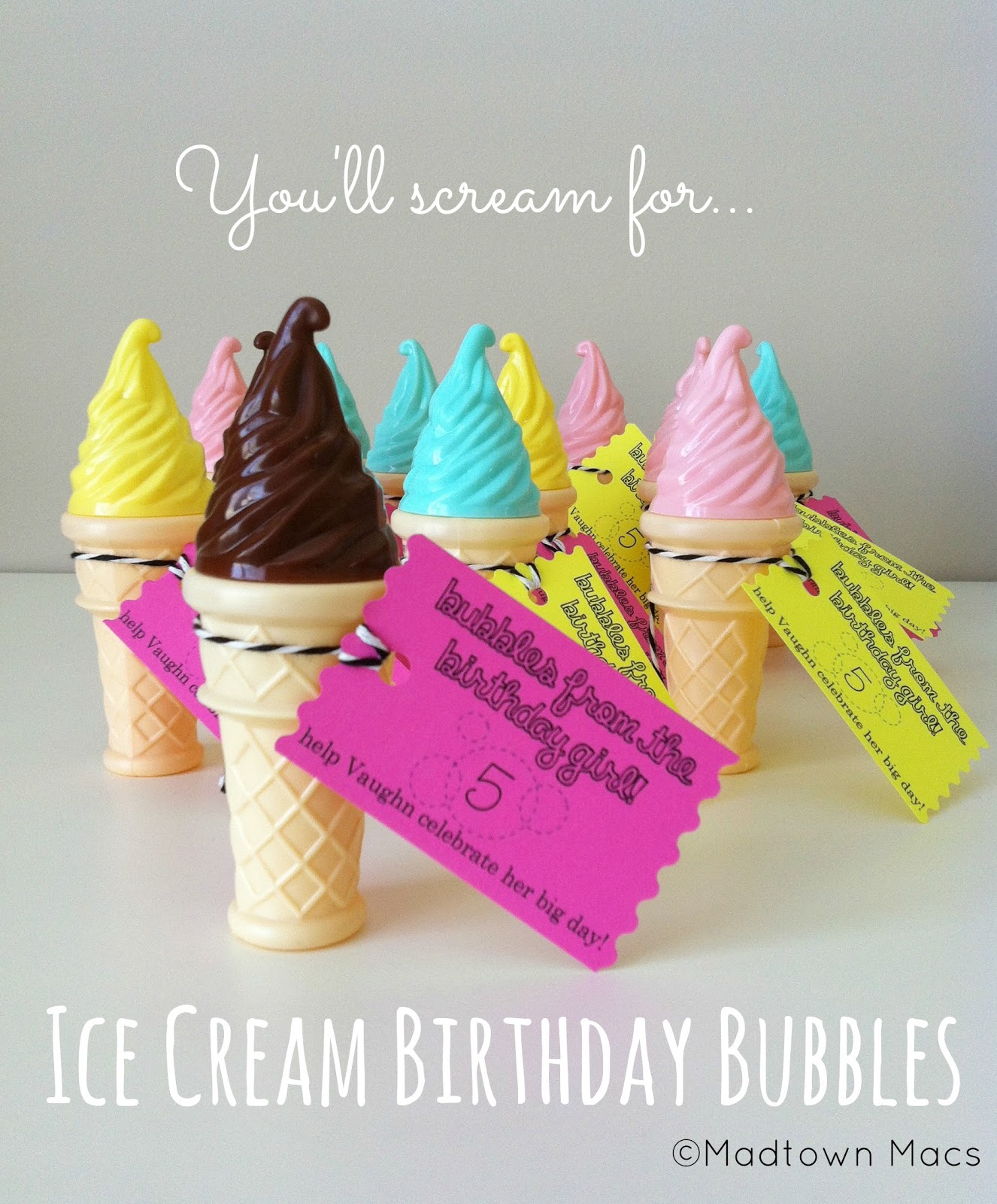 Ice Cream Birthday Bubbles NonEdible Classroom Treats Charisa Darling
