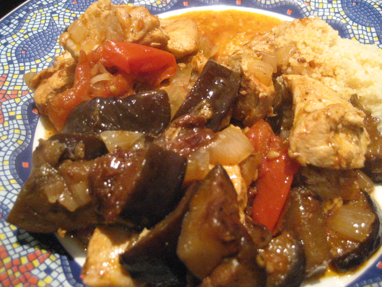 PEBBLE SOUP Chicken with Aubergine and Couscous