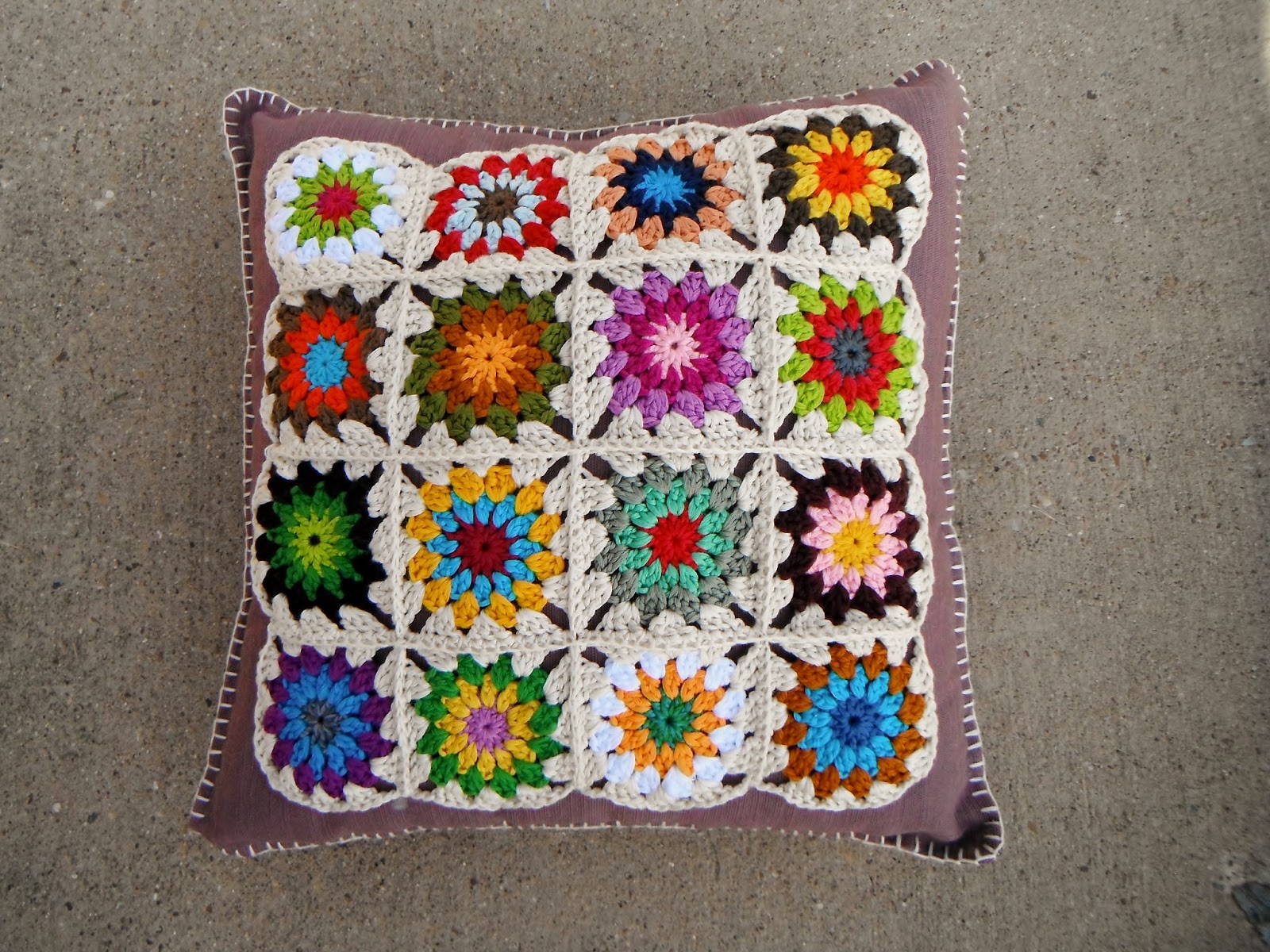 ..non*sense.. granny squares pillow