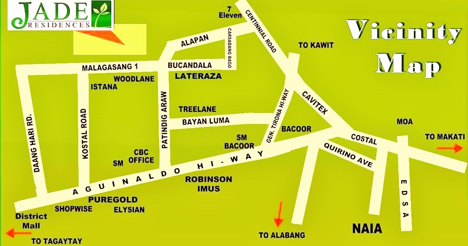 Vicinity Map Of Residence Location - Vicintiy Map | Jade Residences Imus Cavite - Cheap Pag-Ibig  Houses For Sale At Malagasang