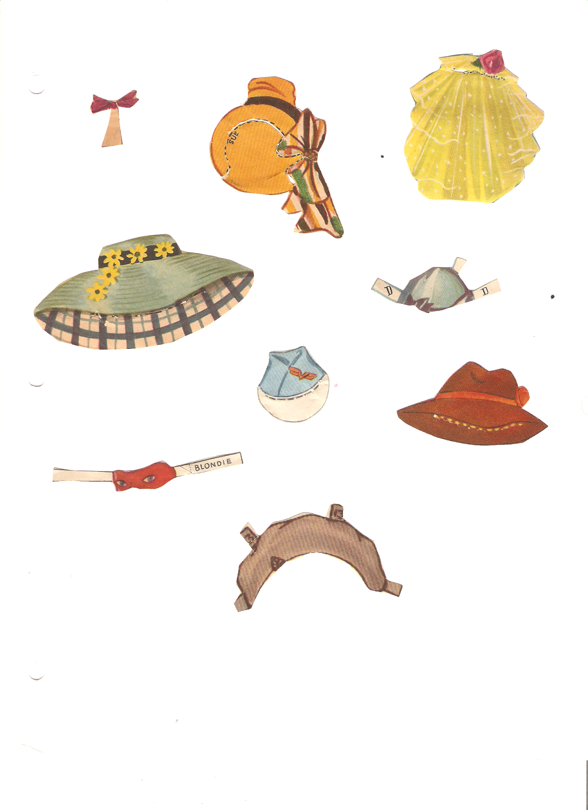 Miss Missy Paper Dolls hats and other misc