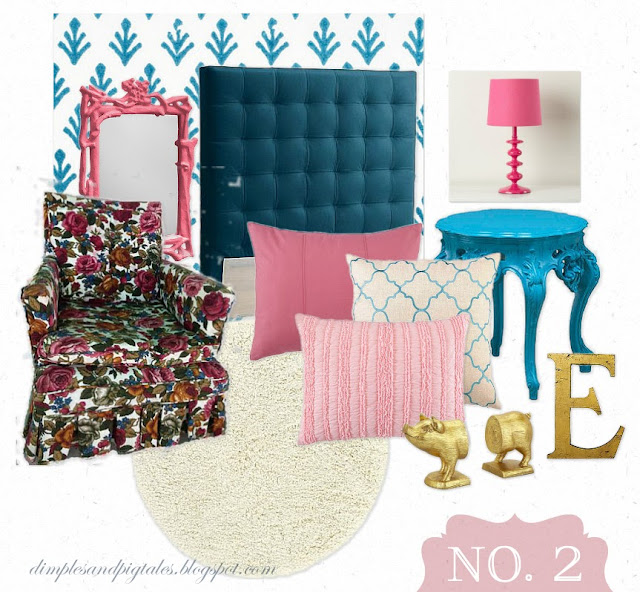 Granny Chic Design - floral chair with blue, pink and gold accents