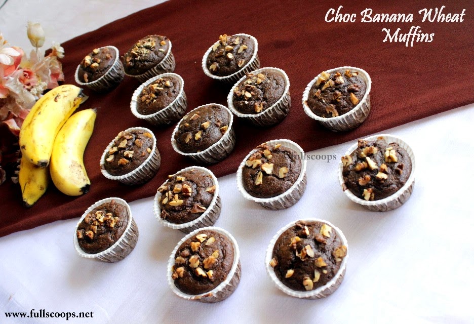 Whole Wheat Chocolate Banana Jaggery Muffins Full Scoops A food