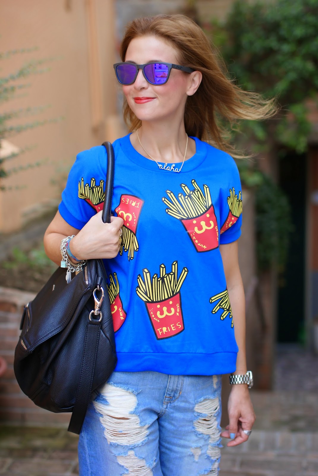 Blackfive french fries print blouse, fries print trend, patatine fritte stampa, Givenchy Pandora, Fashion and Cookies, fashion blogger