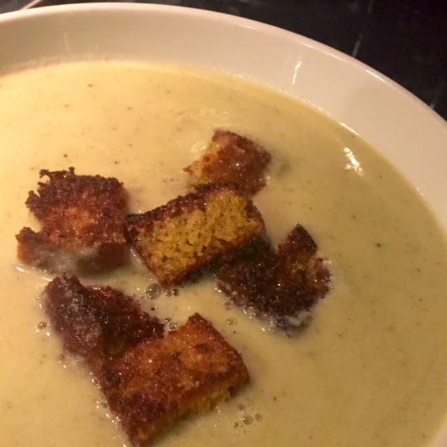The Rebel Homestead Celery Soup with Cornbread Croutons