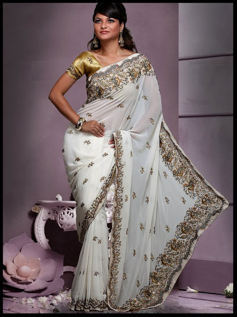 Embroidered Sarees Collection 2011, Hand Embroidered Sarees Online