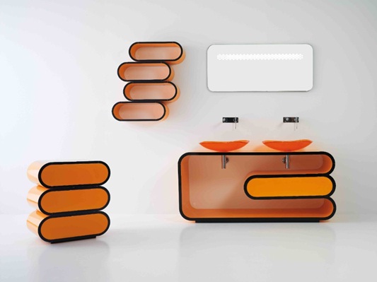 Tocador de Baño Moderno Color Naranja | Popular Home Interior