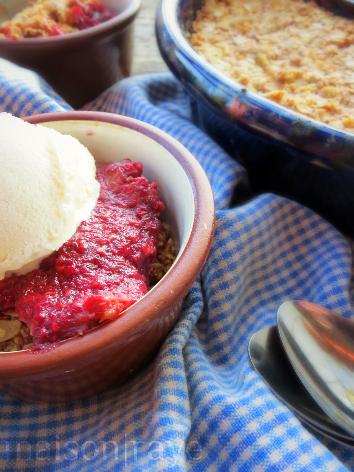 maisonraye Allergy Friendly Raspberry Rhubarb Crisp Recipe