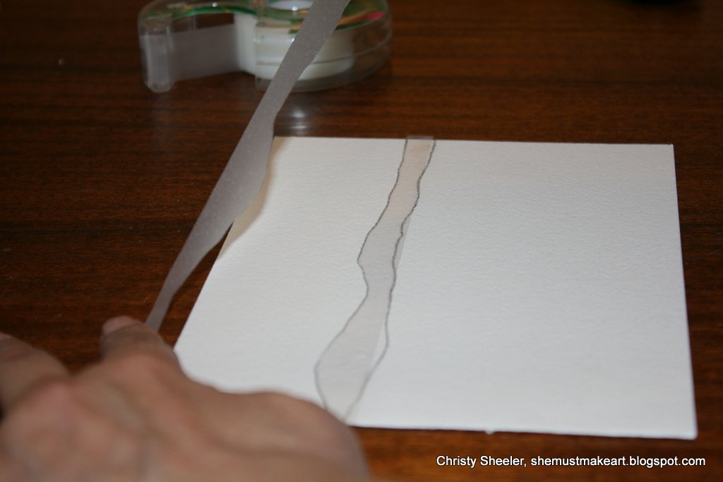 She Must Make Art Watercolor Landscape & Sky Scotch Tape and Magic