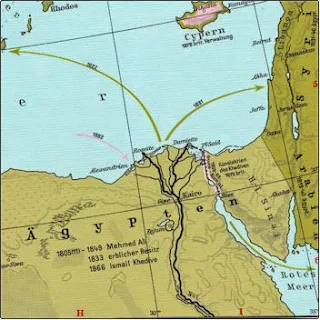 خريطة الدولة المصرية من عام 1805- 1900 ويظهر فيها بوضوح أن مثلث أم الرشراش أرض مصرية