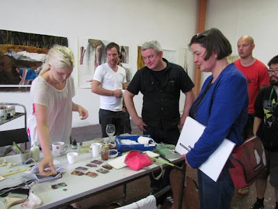 photo of instructors Maria and Vlado doing studio visits 