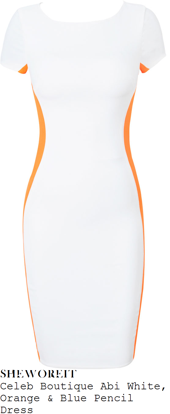 chloe-sims-white-and-orange-pencil-dress