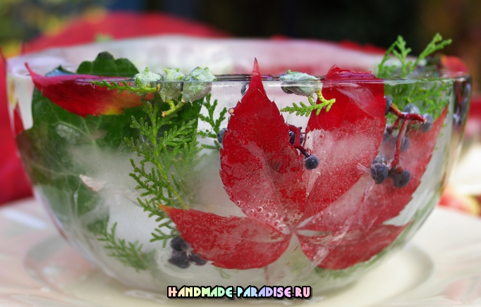 Ледяная чаша для зимнего праздничного стола Ледяная чаша для зимнего праздничного стола