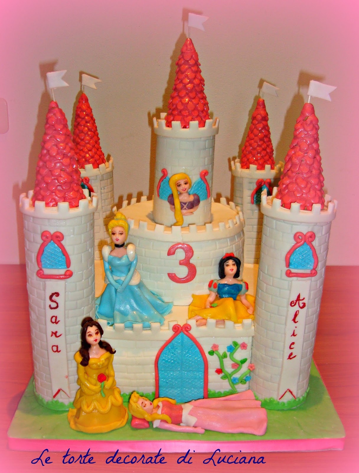 le torte decorate: torta castello principesse disney