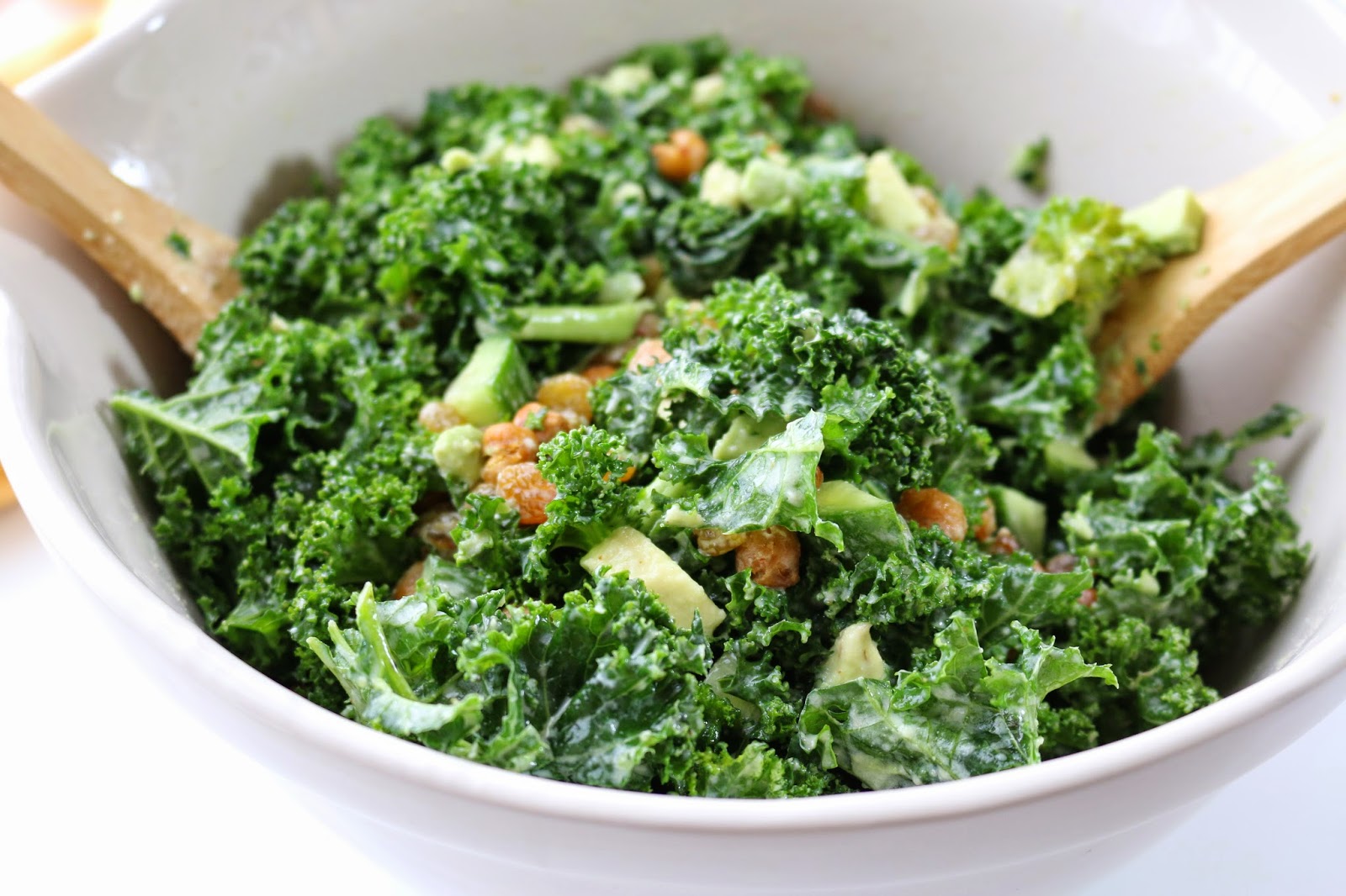 NourishRDs {Meatless Monday} Golden Kale Tahini Salad