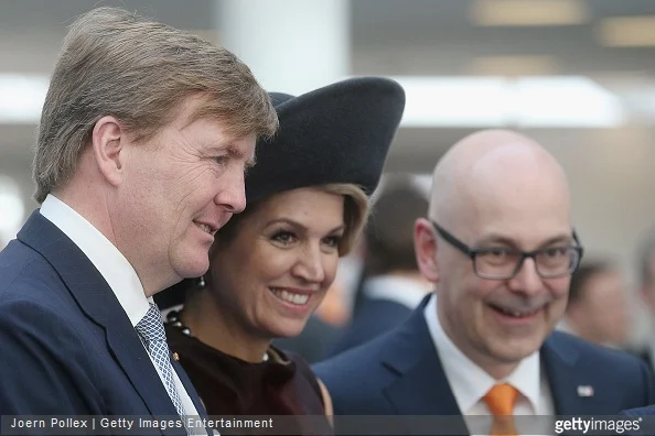 Queen Maxima and King Willem-Alexander of the Netherlands are seen at the Draeger Medical GmbH during their state visit