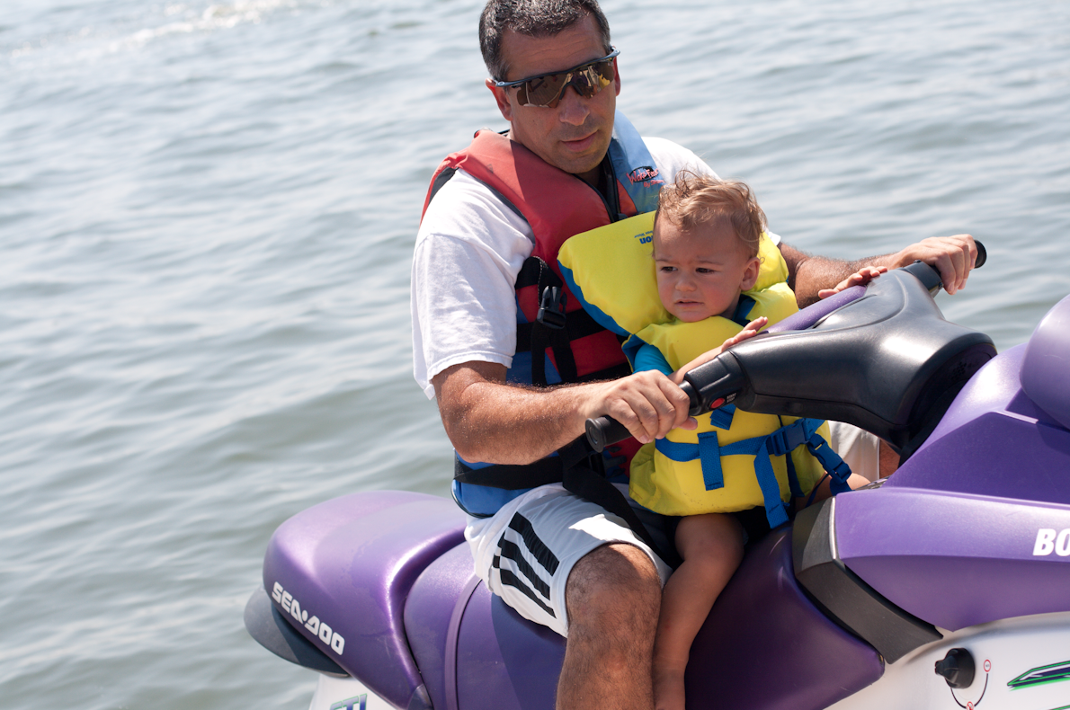 two dogs and a baby jet ski!