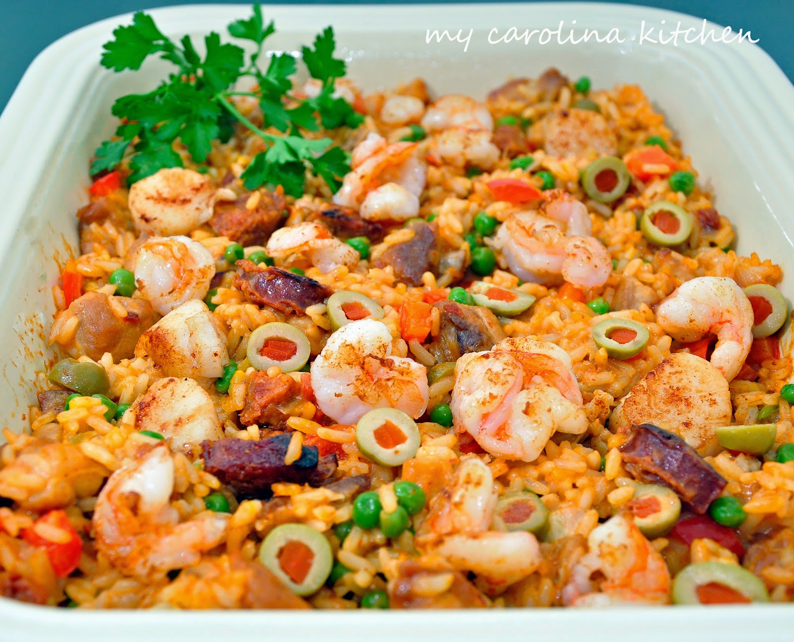 Chicken and Seafood Paella with Chorizo