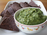 Warm Spinach and Artichoke Dip with Blue Corn Chips