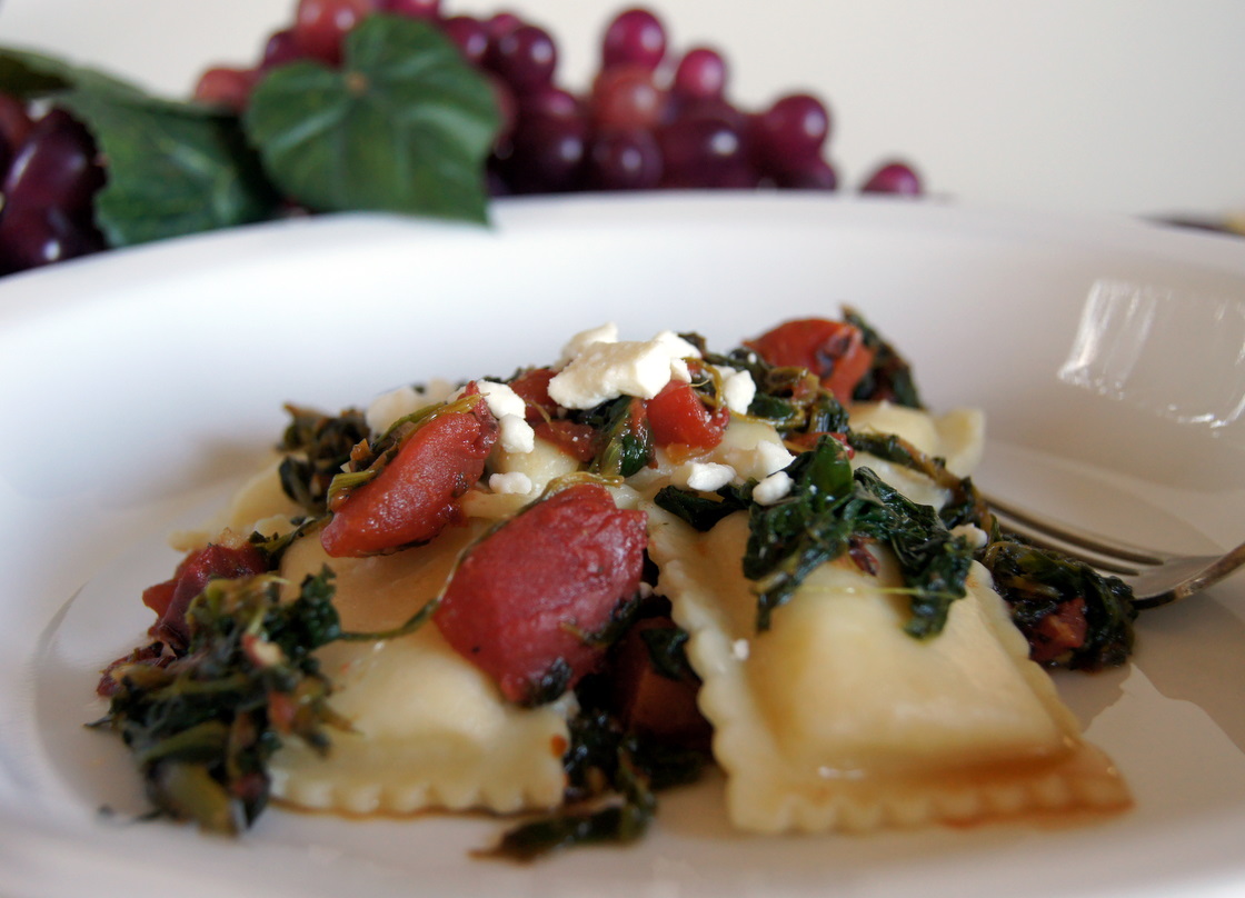 Karen Cooks Spicy Ravioli Florentine