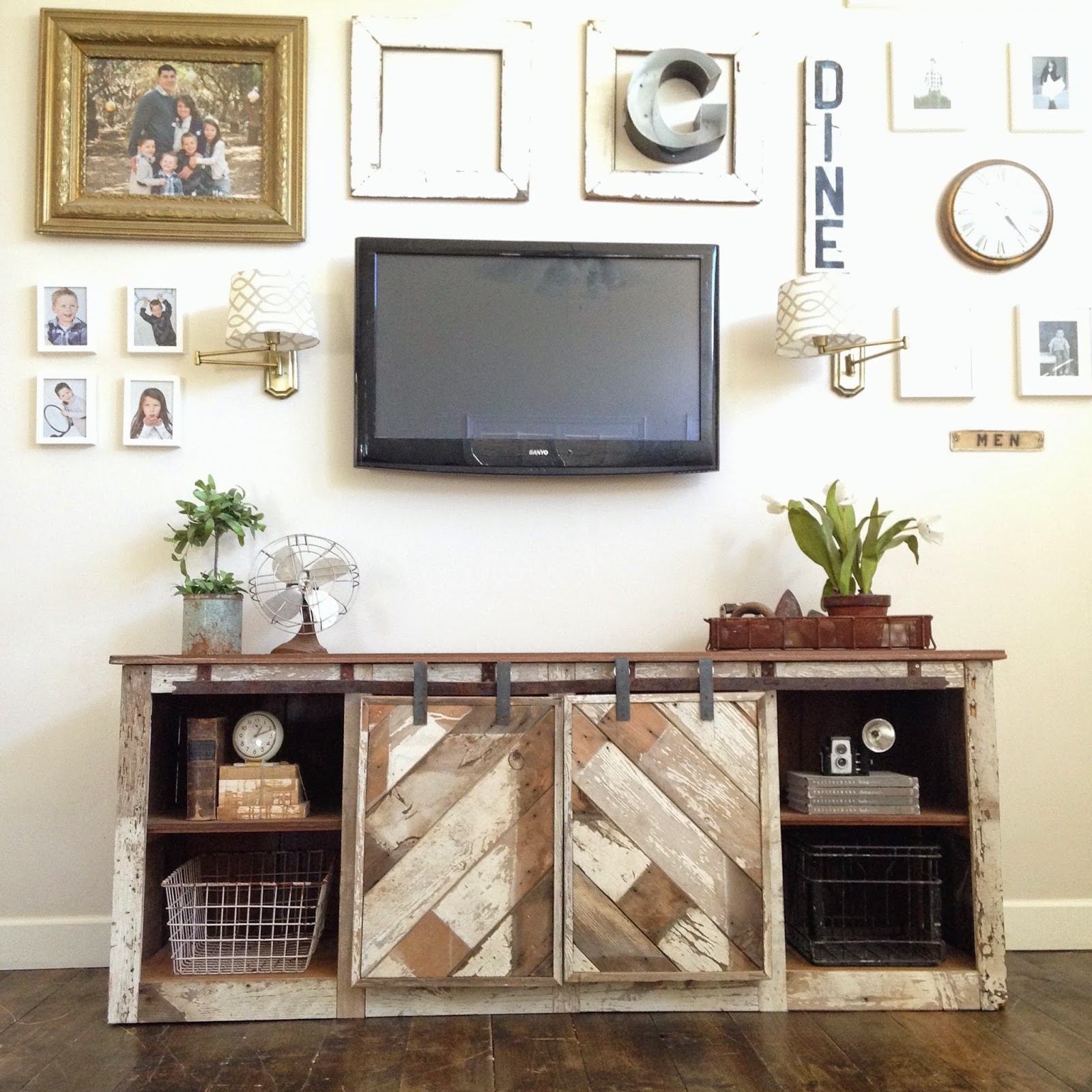reclaimed wood barn door console beautiful distressed chippy paint