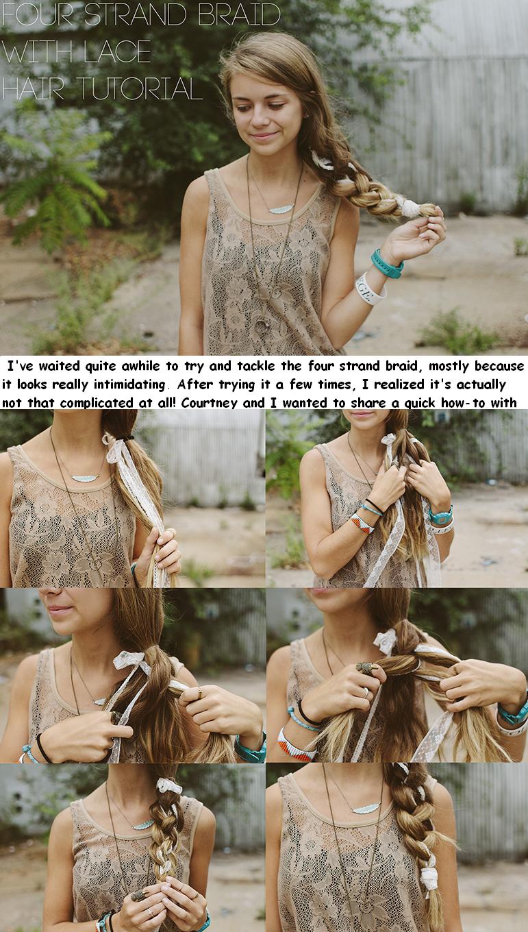 Four Strand Braid With Lace Hair Tutorial Elegance kids