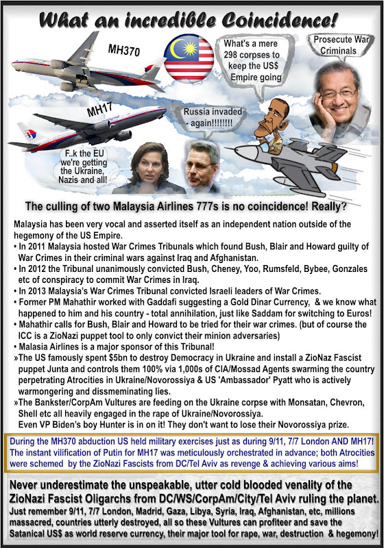 The culling of MH17, MH370, QZ8501, all Malaysian Aircraft, is no coincidence