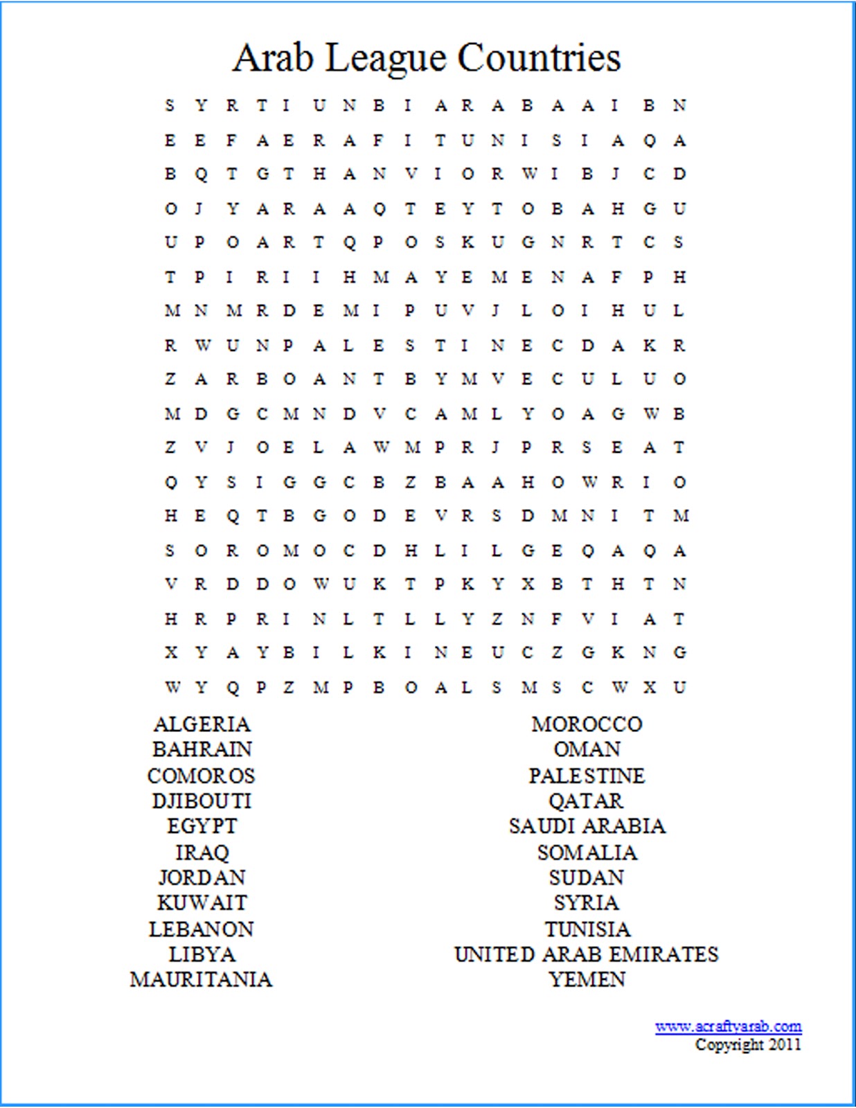 africa word search