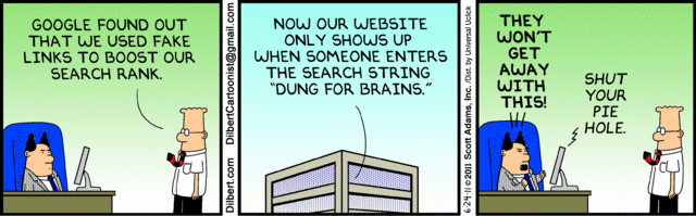 dilbert comic strip on seo links search discovery web links penalty Dilbert cartoon