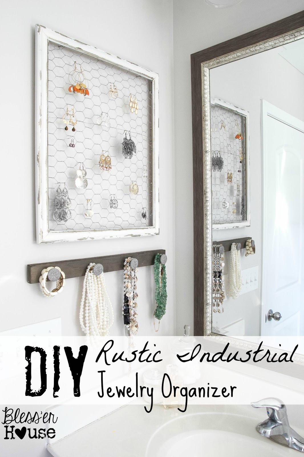 DIY Rustic Industrial Jewelry Organizer {via Bless'er House}