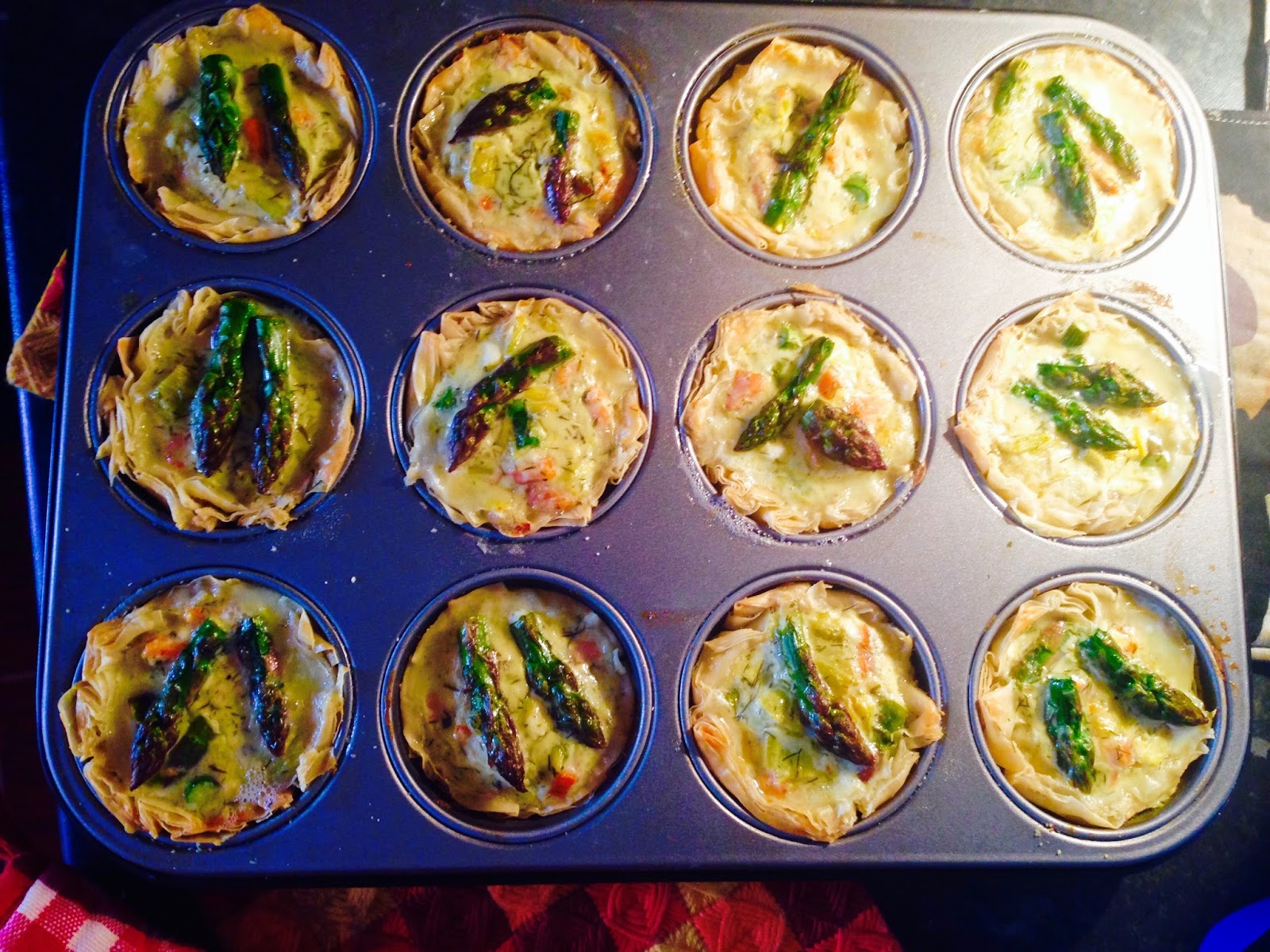 Double salmon, feta and asparagus fillo tartlets Arctic Cloudberry