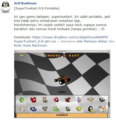 trit group facebook game supertuxkart portable gratis di linux