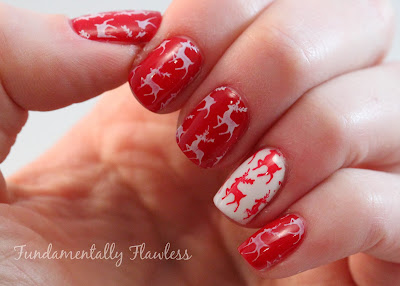 Reindeer nail art with MoYou Festive Collection 03 Stamping Plate