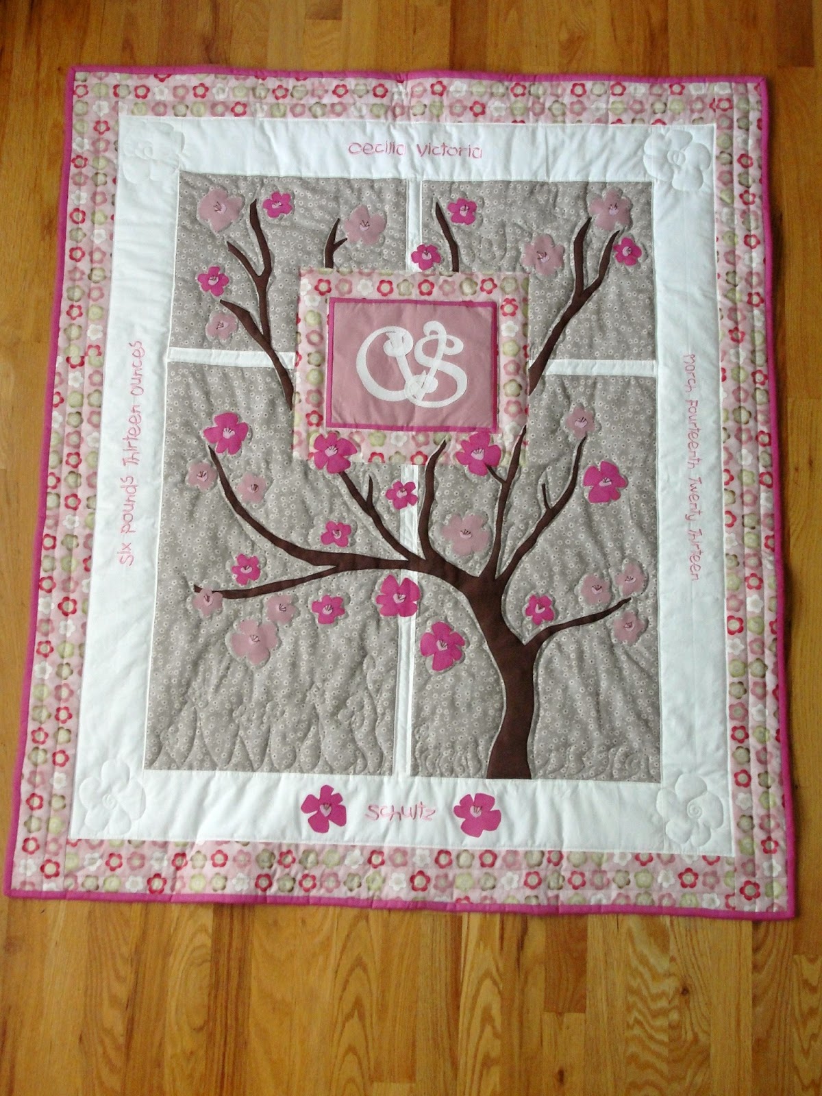 to mypillowsandquilts! Custom Designed Cherry Blossom Baby Quilt