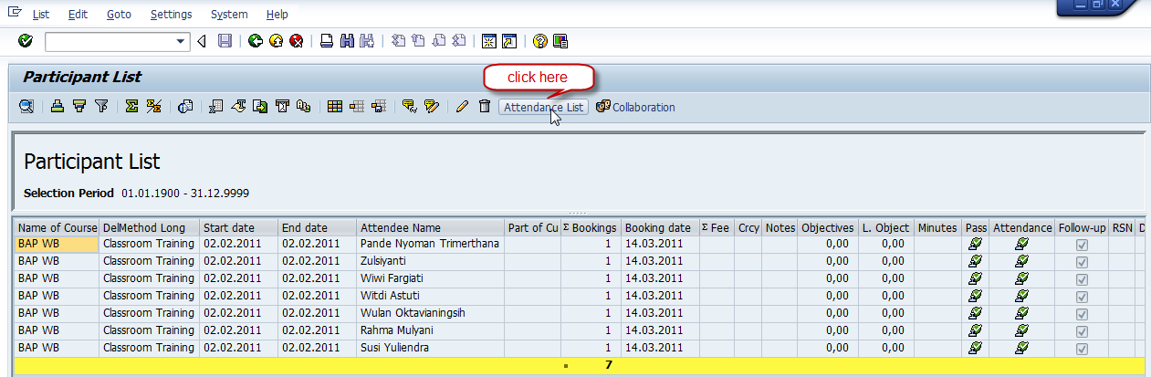 never stop learning print attendance list from sap attandance list