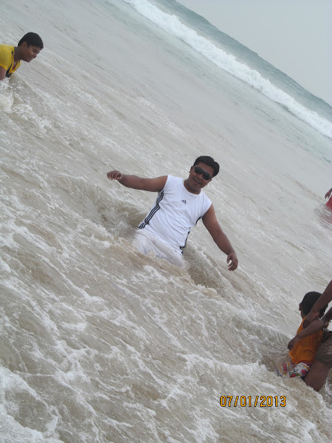 Babai enjoying Puri Sea - Odisha