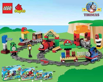 Brick Duplo educational teaching toys and Thomas Lego steam train model railway units to play with