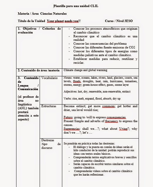 english tics tac task 13 plantilla de clil plantilla in english